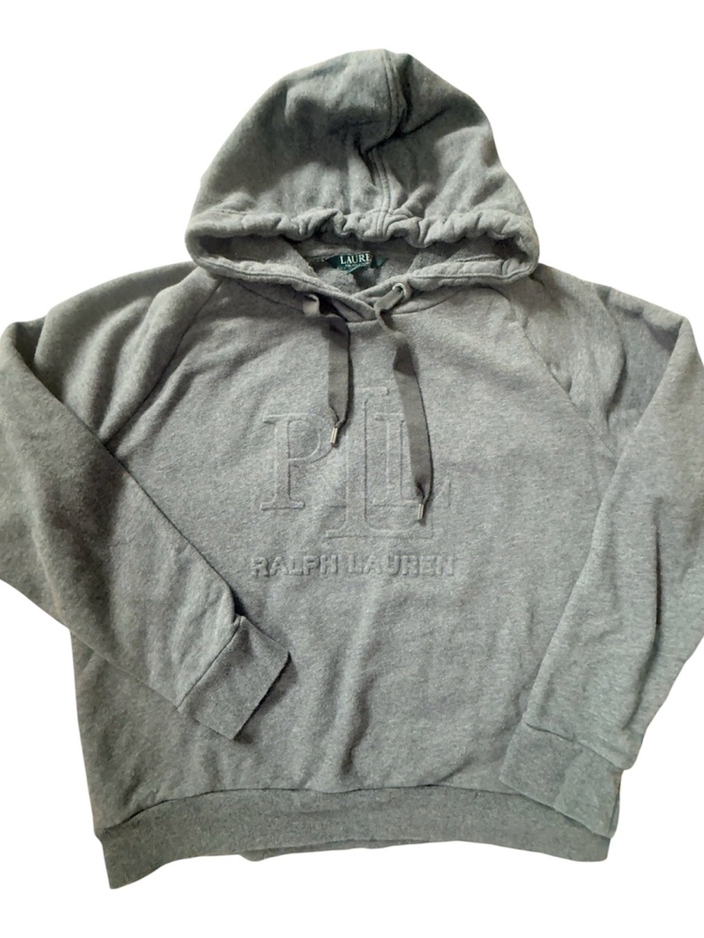 Lauren Ralph Lauren Women’s Gray Fleece Pullover Hoodie Logo Petite PS
